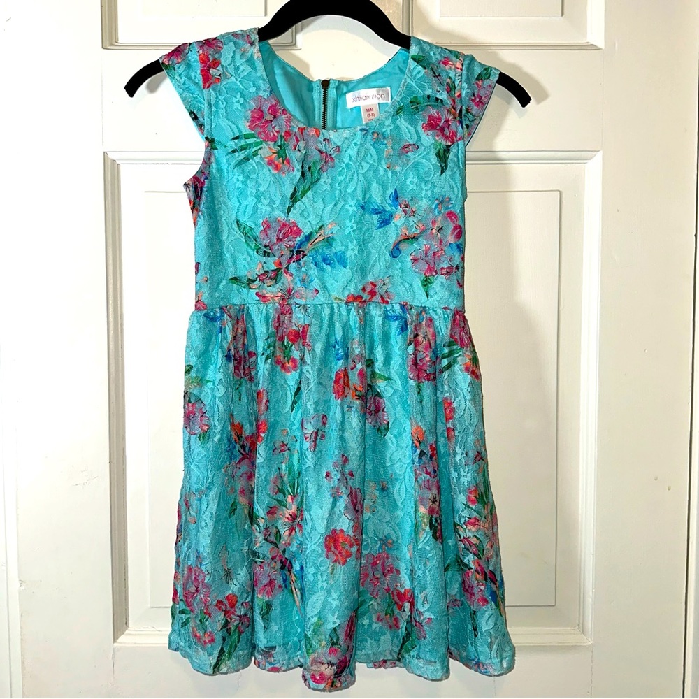 🌺 Floral Dress w/ Lace Overlay (Size 7-8) 🌸